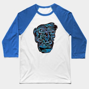 Abstract Hand Eye Face - blue version Baseball T-Shirt